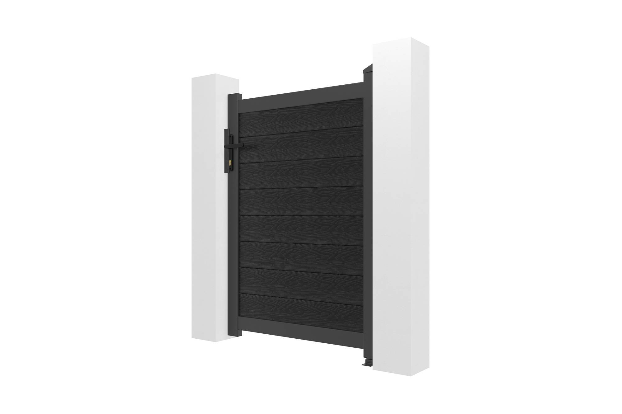 Casanoov Portillon bois composite 1m ATHOS H.140cm gris anthracite avec cadre aluminium + 2 poteaux EIFEL aluminium 20x20cm 160 x 300 cm Anthracite - Image 7