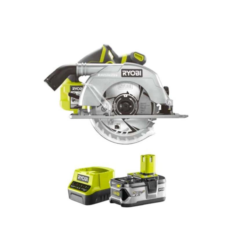 Ryobi - Pack RYOBI Scie circulaire Brushless 18V One+ 60mm R18CS7-0 - 1 batterie 4.0Ah - 1 chargeur rapide 2.0Ah RC18120-140 - Image 1