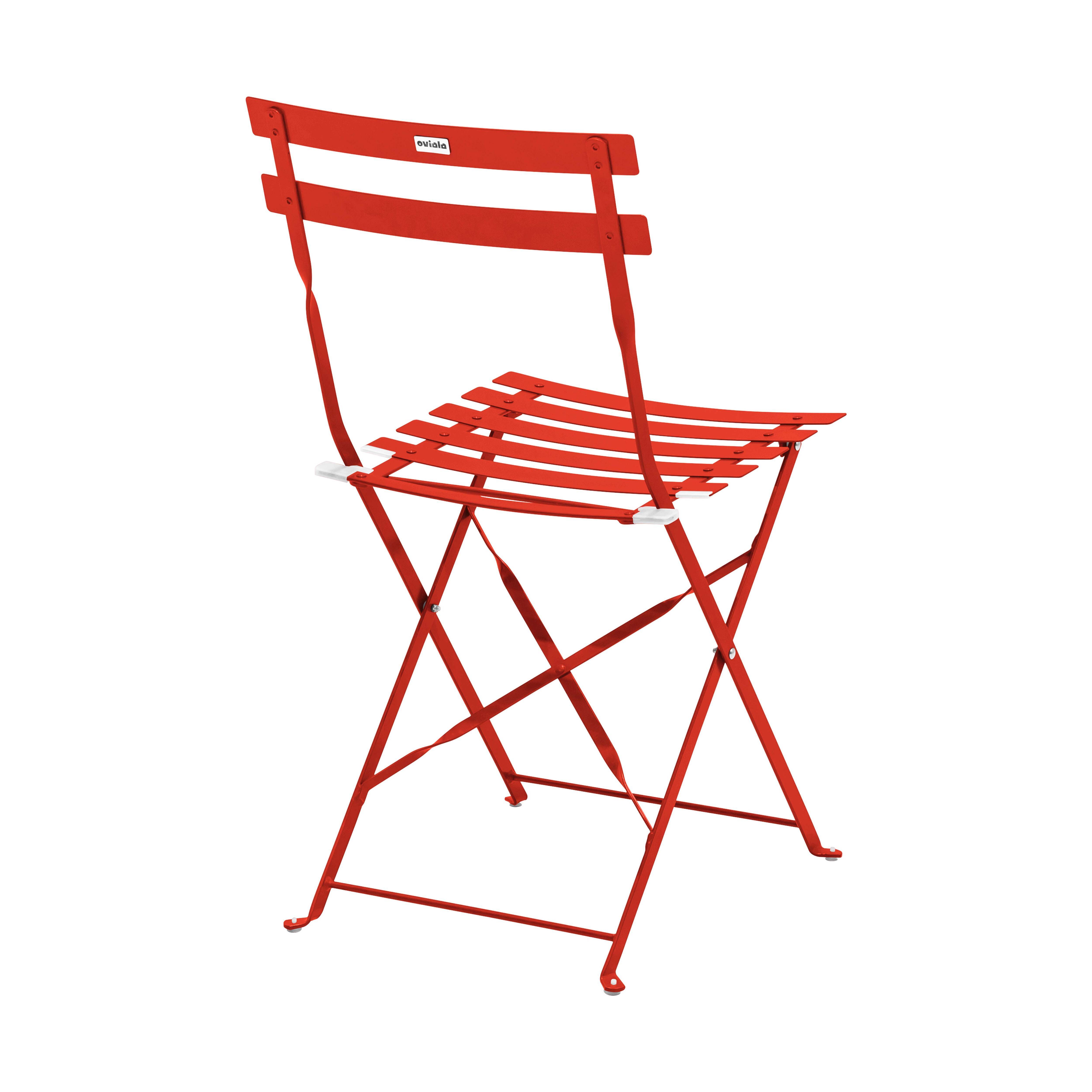 Oviala - Table de jardin et 2 chaises acier rouge Rome - Oviala - Image 6