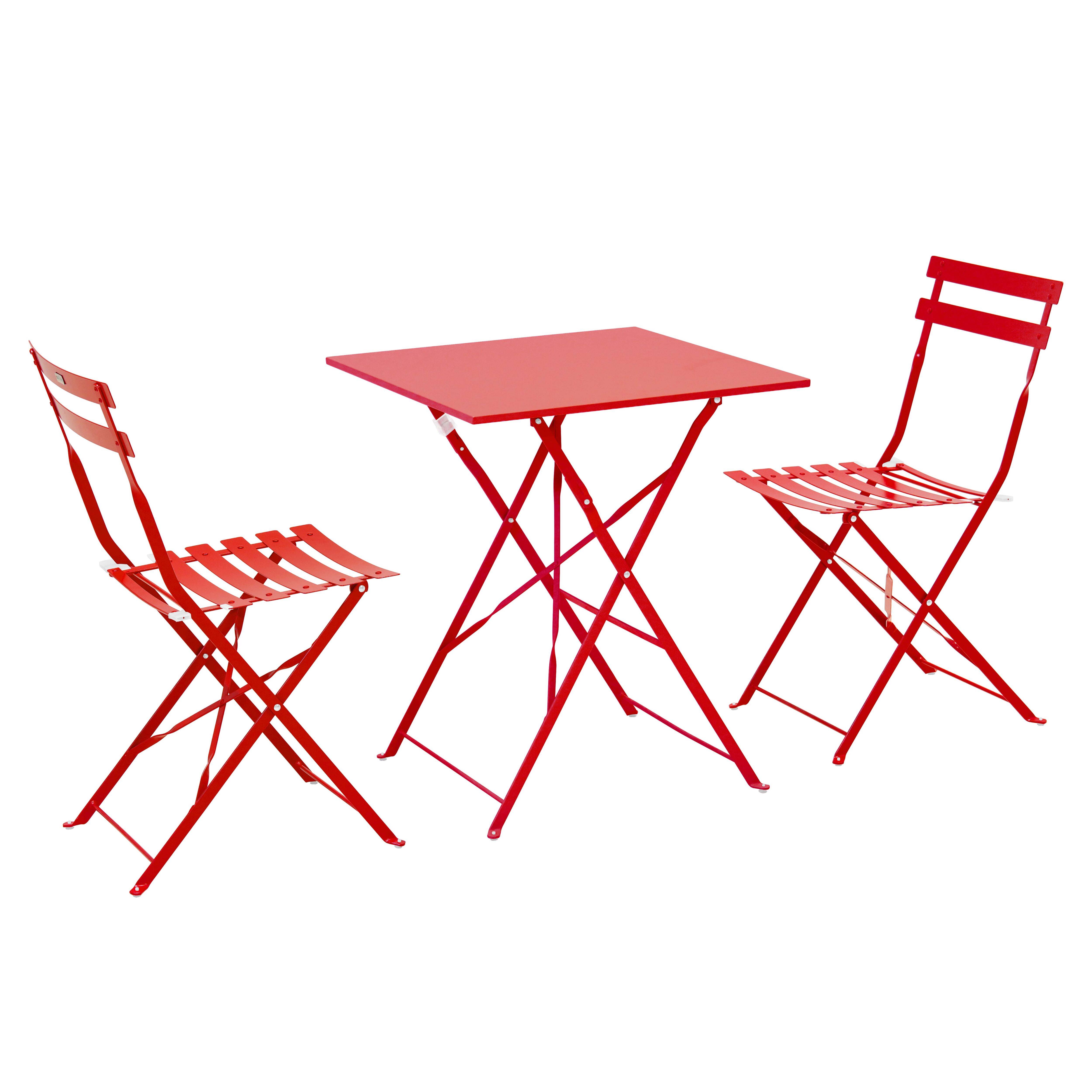 Oviala - Table de jardin et 2 chaises acier rouge Rome - Oviala - Image 1