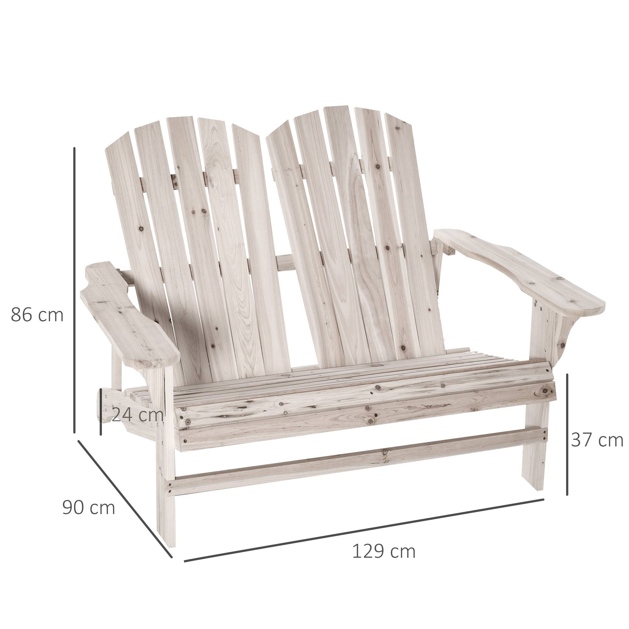 Outsunny - Banc de jardin 2 places design Adirondack assise dossier à lattes larges accoudoirs bois naturel pin lasuré - Outsunny - Image 3