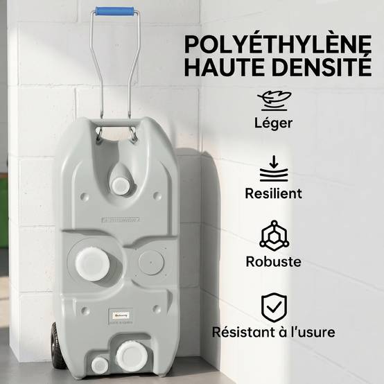 Réservoir d'eau sur roues HDPE gris 37 x 23 x 80 cm - PANGIVO - Image 9