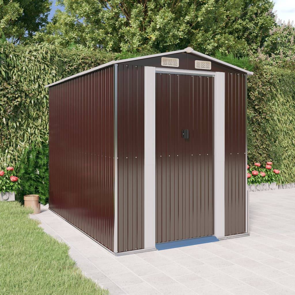 Vidaxl - Abri de jardin Marron foncé 192x274x223 cm Acier galvanisé vidaXL 3147461 - Image 1