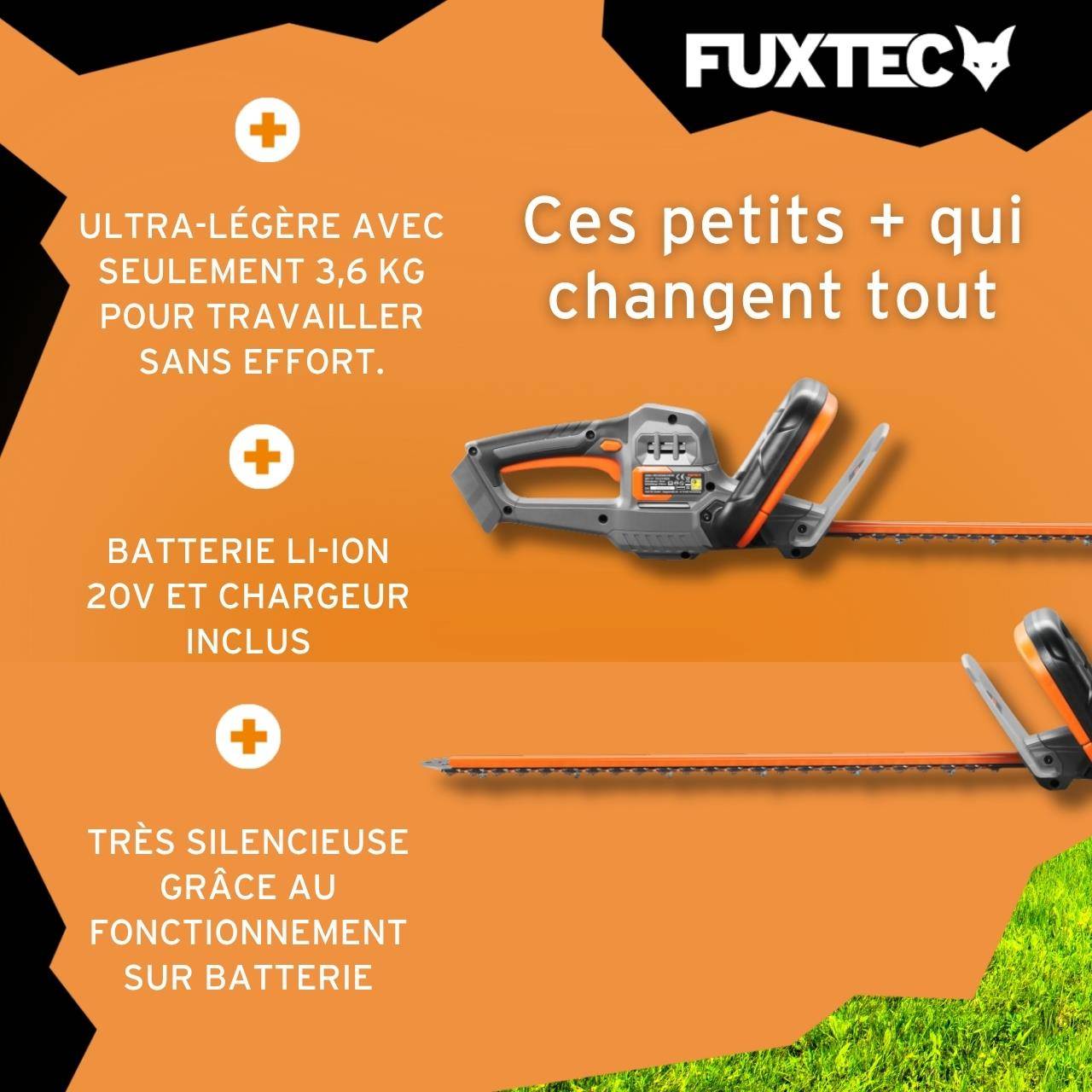 FUXTEC - FUXTEC Kit Entretien Jardin 20V avec Tondeuse à Batterie et Taille-Haies - Image 5