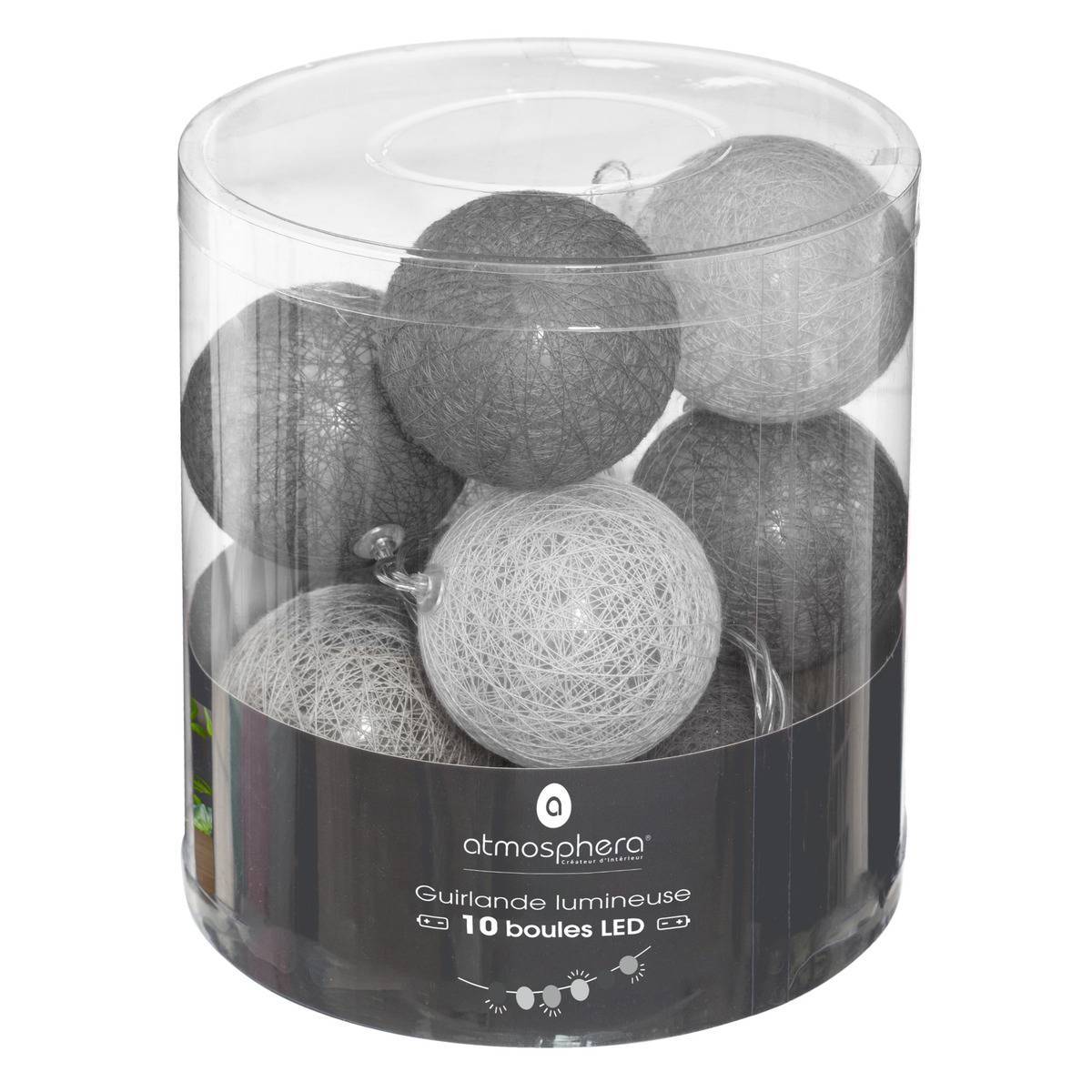Atmosphera - Guirlande LED à piles 10 boules "Smoky" D6cm - Atmosphera Créateur d'intérieur - Image 2