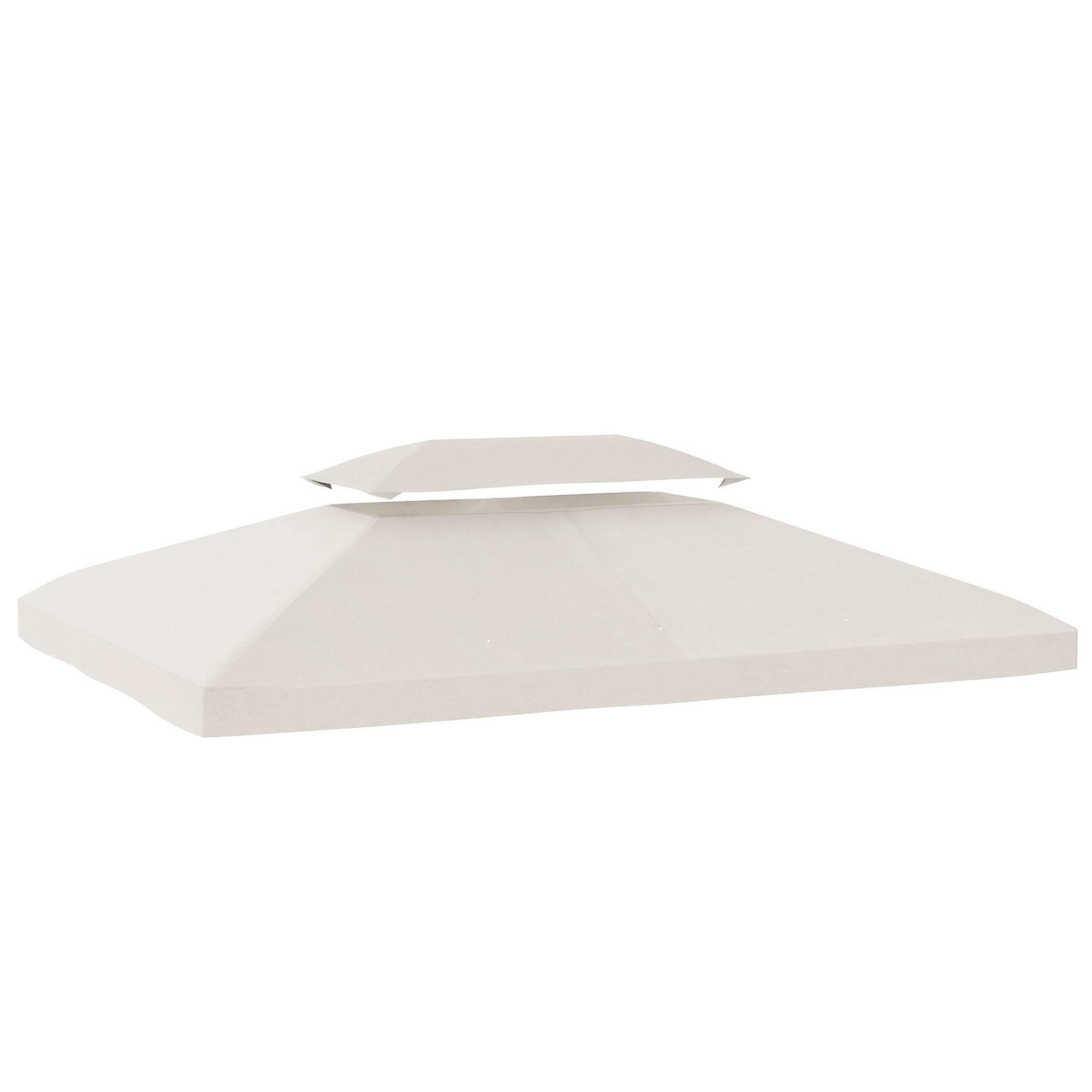 Toit de rechange 4x3 m avec double toit, trous de drainage et protection UV, seul toit sans structure, creme - Image 1