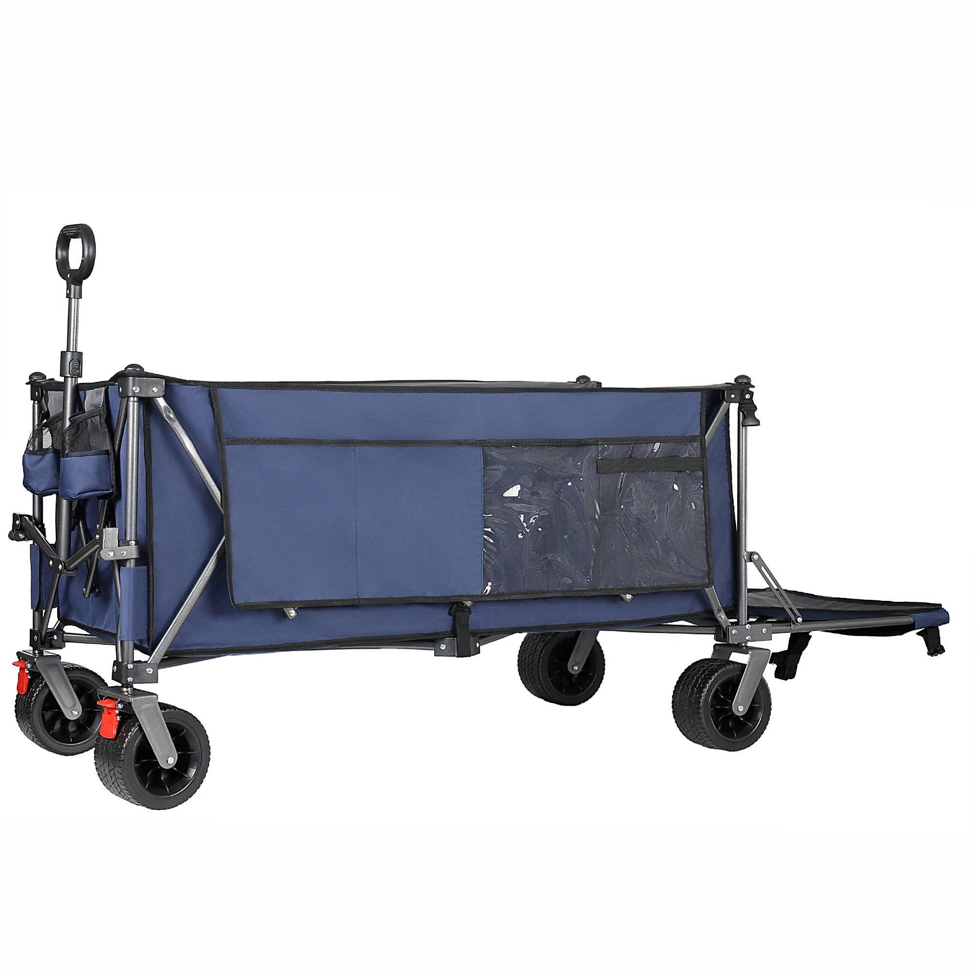 ComfortXL - Chariot de jardin pliable en acier pour plage camping 300 L extension arrière 180 cm bleu - ComfortXL Outdoor Living - Image 4