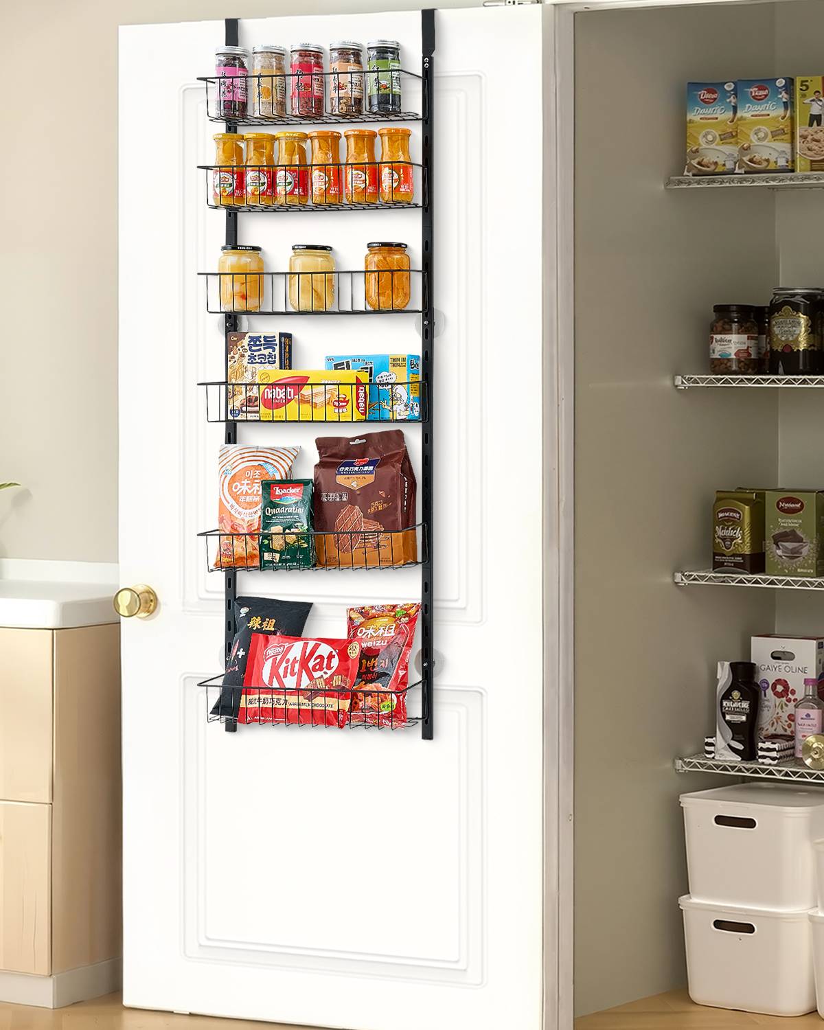 VEVOR Organisateur garde-manger suspendu porte, 6 niveaux, acier. Épices. - Image 1