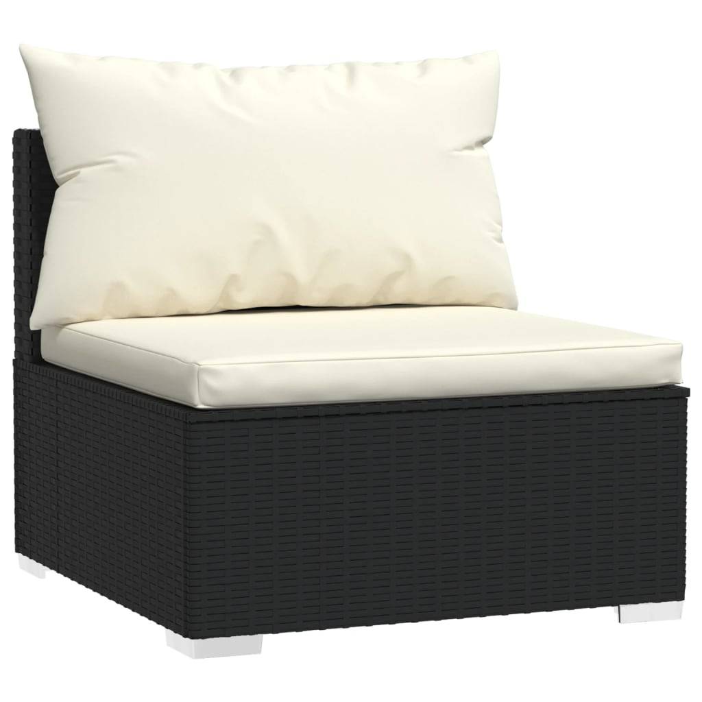 Helloshop26 - Salon de jardin meuble d'extérieur ensemble de mobilier 4 pièces avec coussins résine tressée noir - Image 3