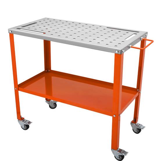 VEVOR Table soudure 91,4x45,7 cm, charge 544 kg. Roulettes frein, 2 niveaux, trous fixation. - Image 1