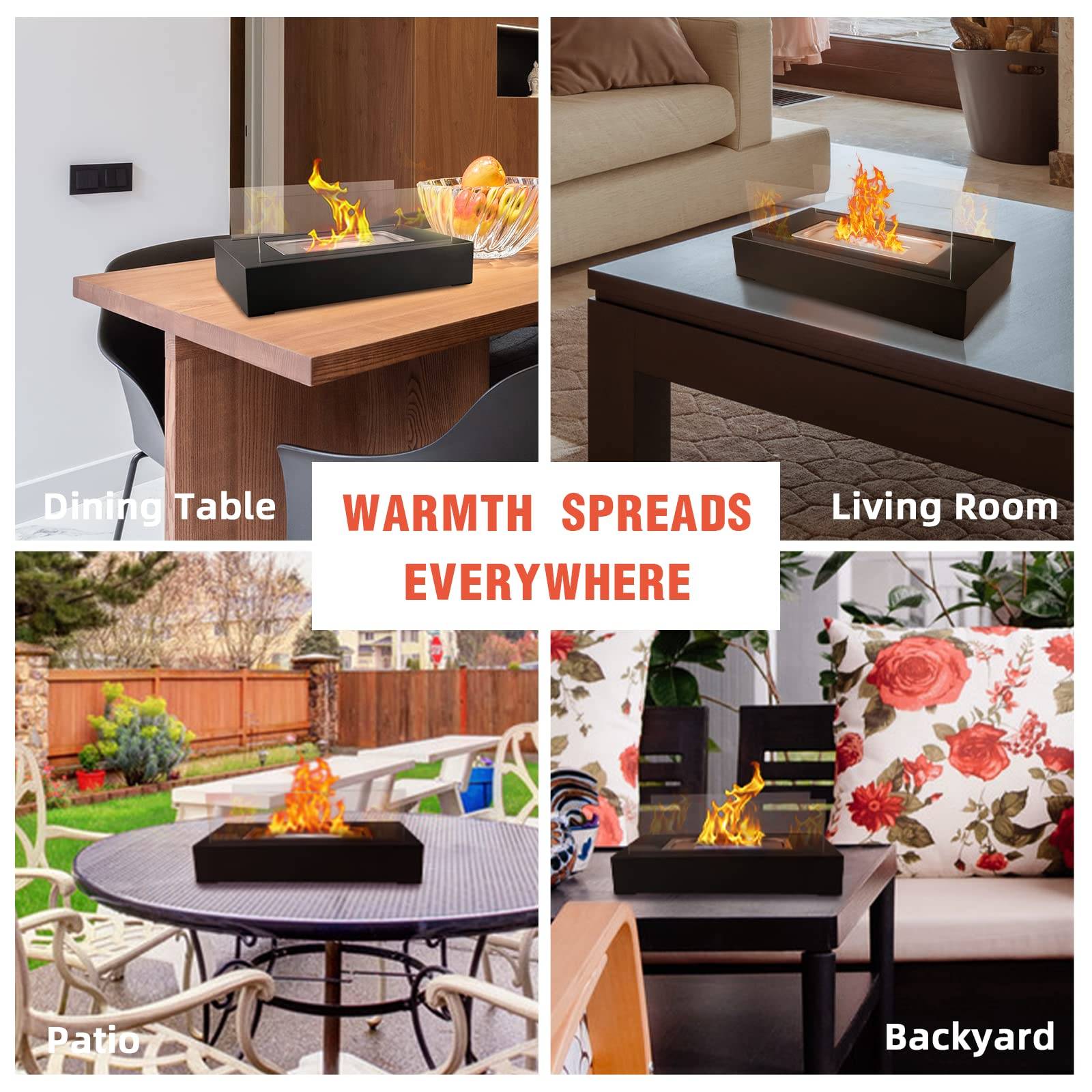 Cheminée de table pour balcon, décoration, intérieur et extérieur, ambiance feu de camp, Noir-Lytech - Image 4