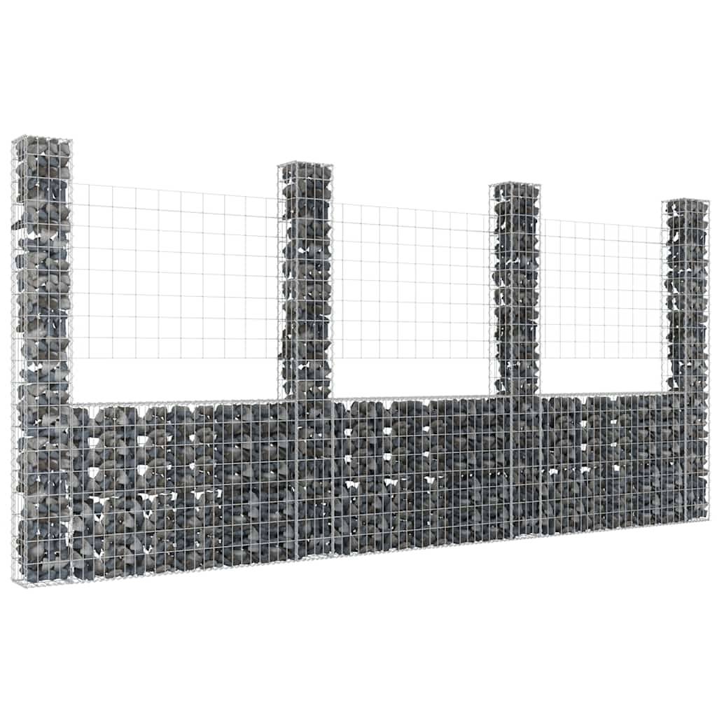 PANGIVO - Panier de gabion en fer argenté 380 x 20 x 200 cm avec 4 poteaux - PANGIVO - Image 1