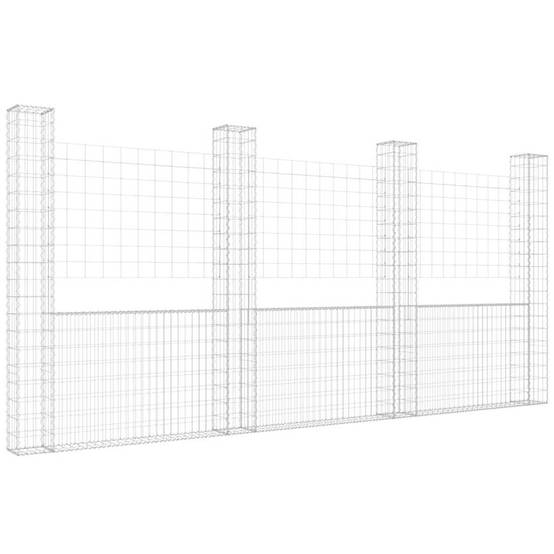 PANGIVO - Panier de gabion en fer argenté 380 x 20 x 200 cm avec 4 poteaux - PANGIVO - Image 2