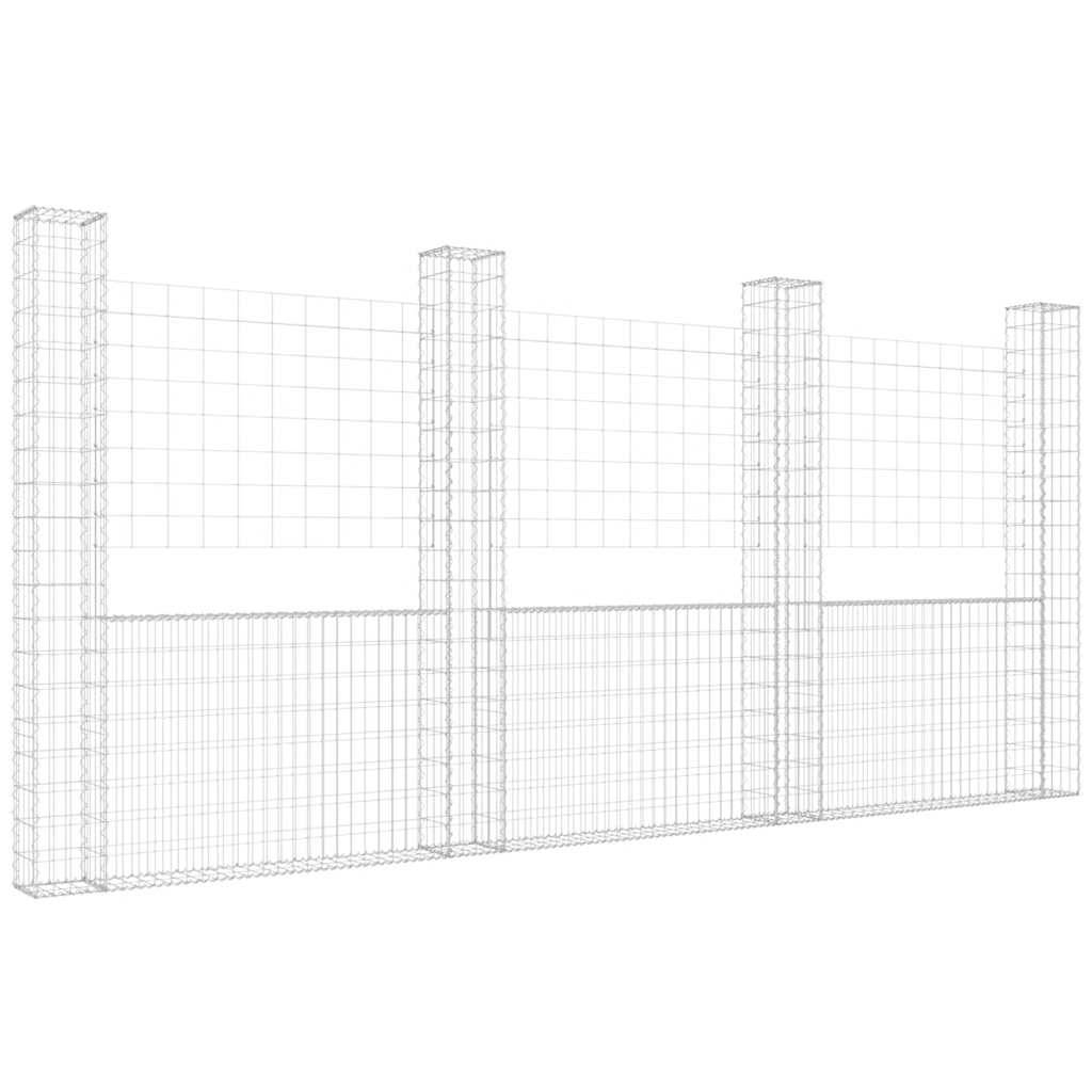 PANGIVO - Panier de gabion en fer argenté 380 x 20 x 200 cm avec 4 poteaux - PANGIVO - Image 2