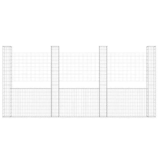 PANGIVO - Panier de gabion en fer argenté 380 x 20 x 200 cm avec 4 poteaux - PANGIVO - Image 3
