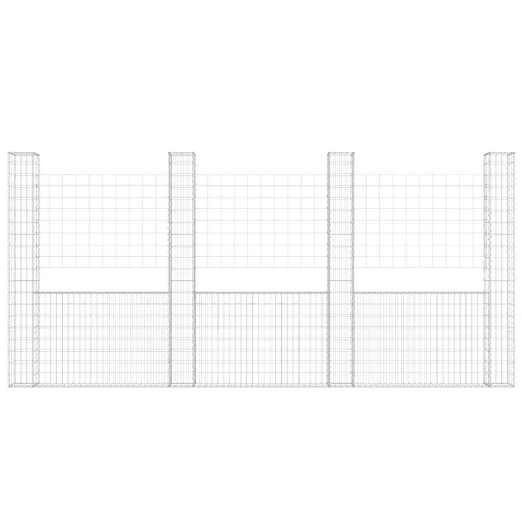 PANGIVO - Panier de gabion en fer argenté 380 x 20 x 200 cm avec 4 poteaux - PANGIVO - Image 3
