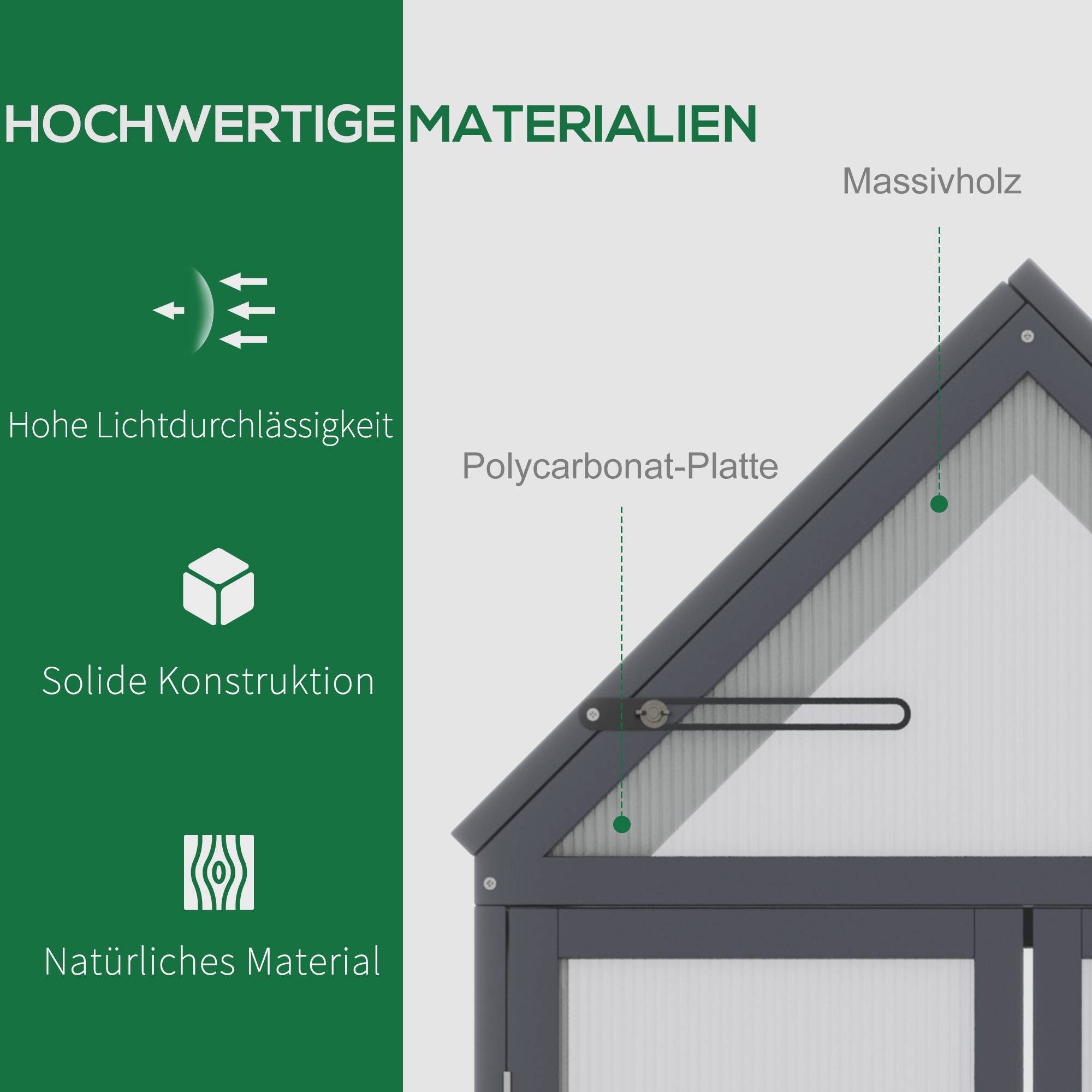 Serre de balcon bois sapin polycarbonate 3 niveaux double porte 70x42x132cm gris - ComfortXL Outdoor Living - Image 6