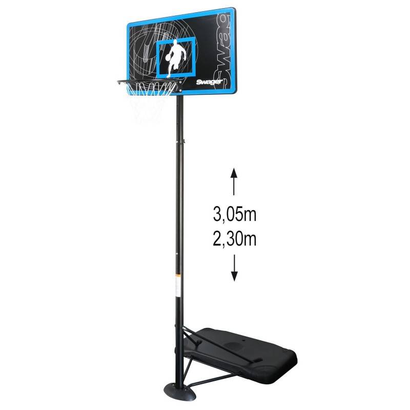 Panier de Basketball sur Pied Mobile " The Glider" Hauteur Réglable de 2,30m à 3,05m SWAGER - Image 1
