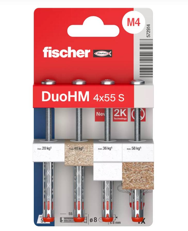 Fischer - Chevilles métallique pour corps creux DuoHM 4X55 embout TX - FISHER - 572914