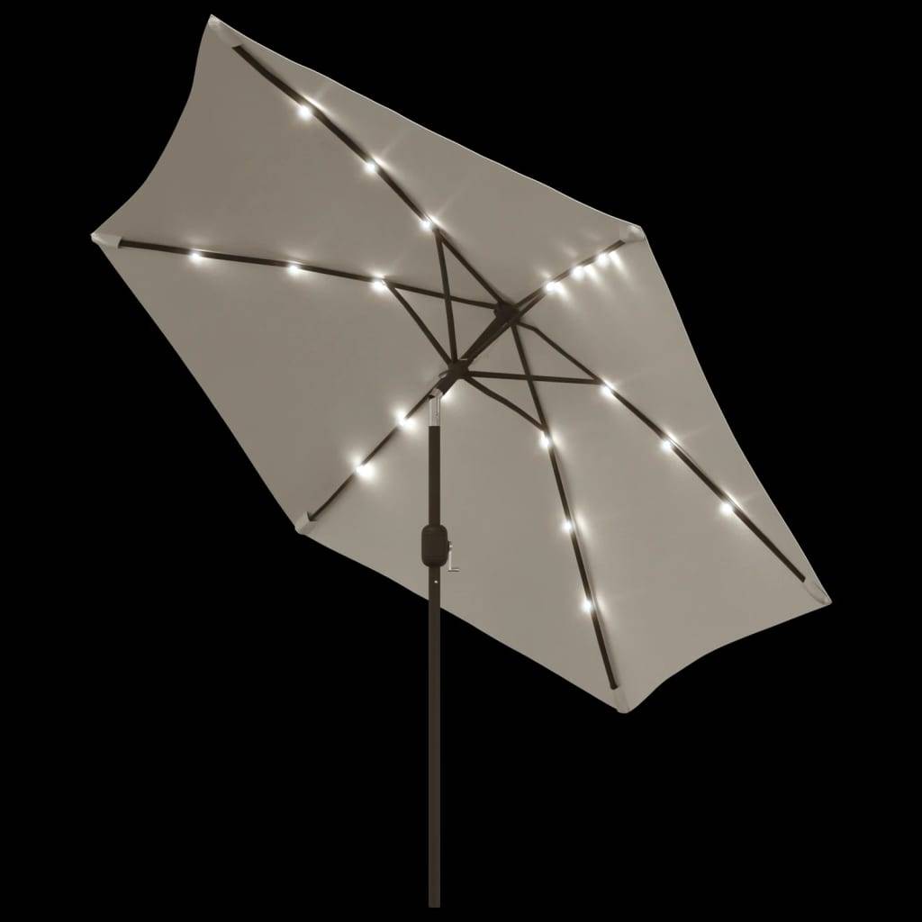 Parasol déporté LED acier et polyester blanc sable 300 x 300 x 225 cm - PANGIVO - Image 5