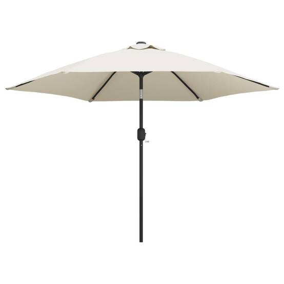 Parasol déporté LED acier et polyester blanc sable 300 x 300 x 225 cm - PANGIVO - Image 2