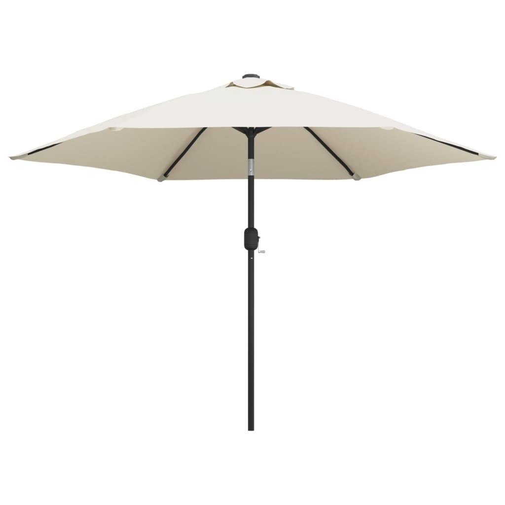 Parasol déporté LED acier et polyester blanc sable 300 x 300 x 225 cm - PANGIVO - Image 2