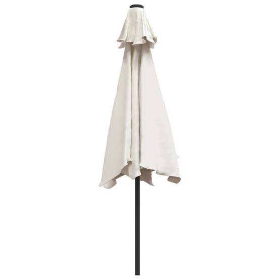 Parasol déporté LED acier et polyester blanc sable 300 x 300 x 225 cm - PANGIVO - Image 6