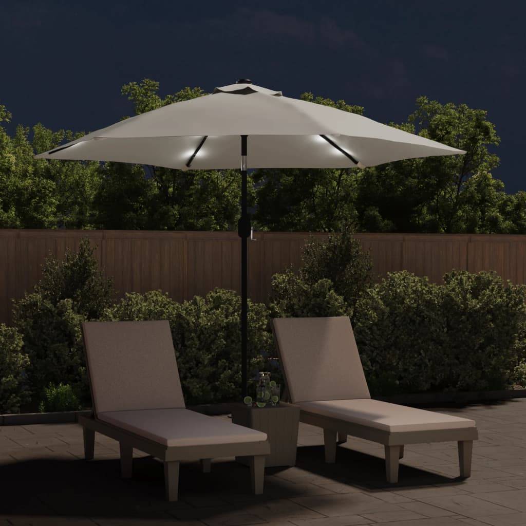 Parasol déporté LED acier et polyester blanc sable 300 x 300 x 225 cm - PANGIVO - Image 3