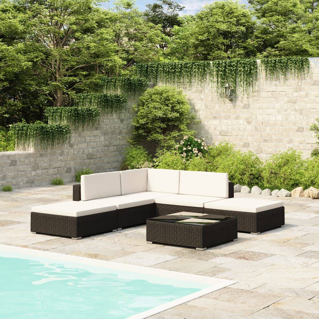 Vidaxl - Salon de jardin 6 pcs avec coussins Résine tressée Noir vidaXL 41257 - Image 1