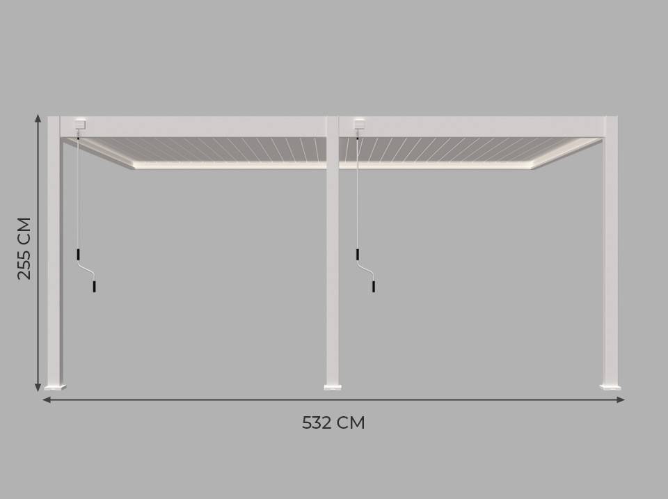 Direct Abris - Pergola Bioclimatique Aluminium Adossée 19m² - 3,6x5,3 - Store Façade Inclus  - Blanc - 34 lames en Aluminium a 120 degrés - HALO - Image 6