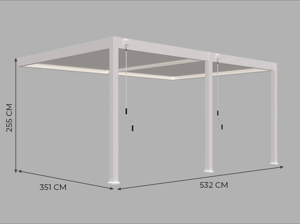 Direct Abris - Pergola Bioclimatique Aluminium Adossée 19m² - 3,6x5,3 - Store Façade Inclus  - Blanc - 34 lames en Aluminium a 120 degrés - HALO - Image 7