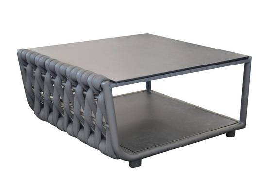 Proloisirs - Table basse de jardin rectangulaire Hug alu tresse/veree+ceramique - anthracite PROLOISIRS - Image 1