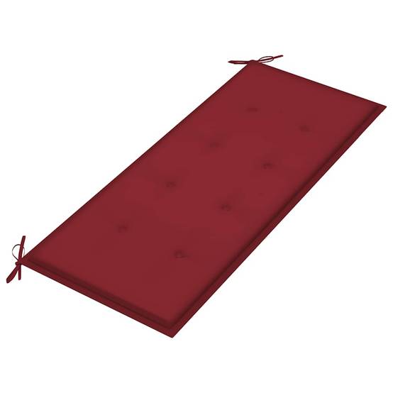ComfortXL - Banc de Jardin Teck Massif Extérieur Empilable Coussin Vin Rouge 128cm - ComfortXL Outdoor Living - Image 6