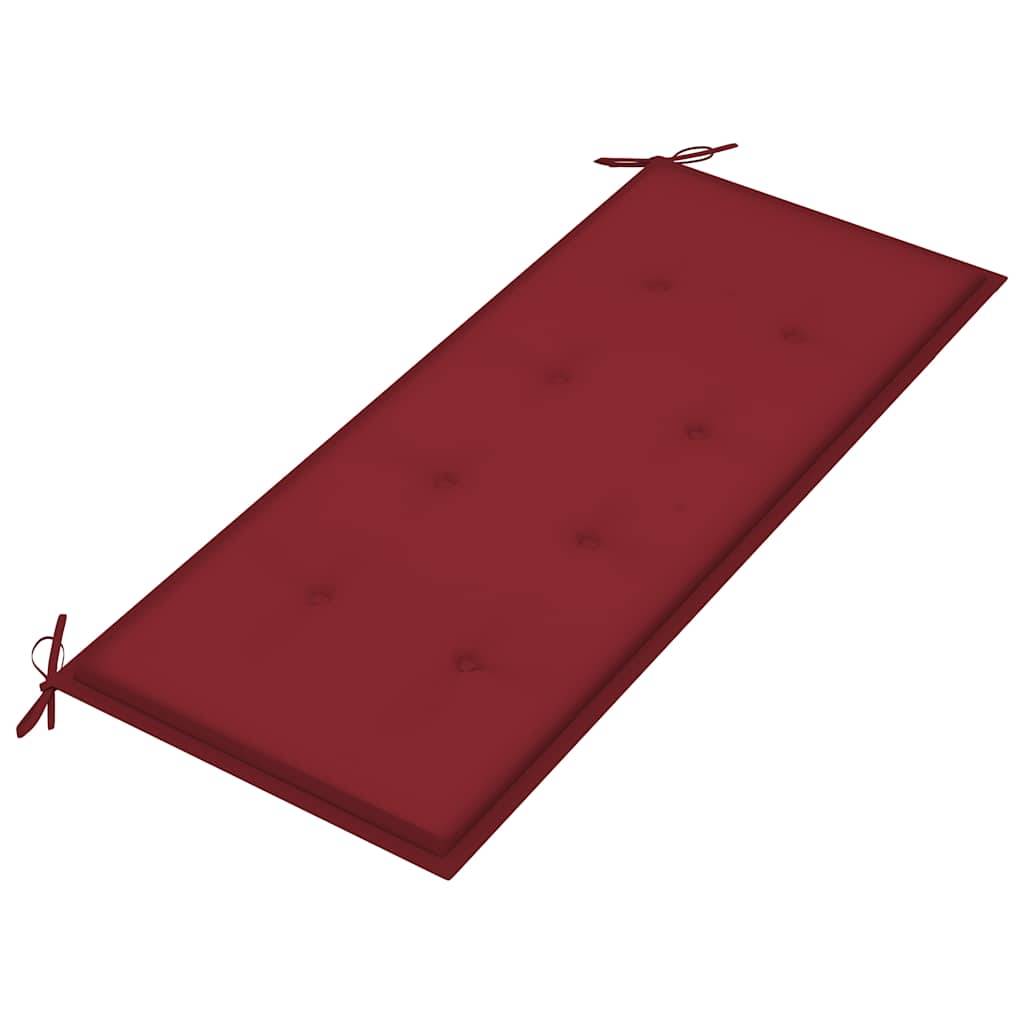 ComfortXL - Banc de Jardin Teck Massif Extérieur Empilable Coussin Vin Rouge 128cm - ComfortXL Outdoor Living - Image 6