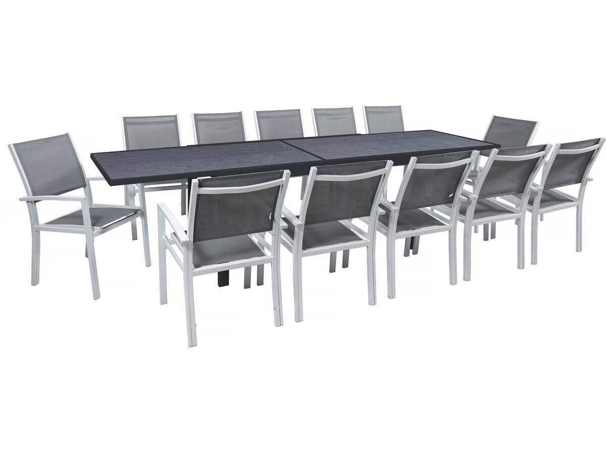 Table Extensible Et Chaises De Jardin En Aluminium "lagos" - 200/320 X 105 X 76 Cm - 12 Places - Gris Foncé -habitat Et Jardin - Image 1
