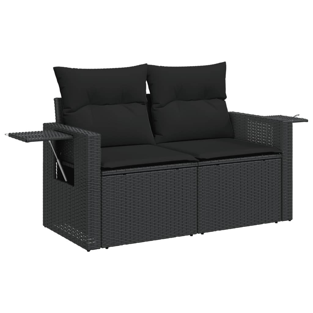 Vidaxl - Salon de jardin 7 pcs avec coussins noir résine tressée vidaXL 3224578 - Image 8