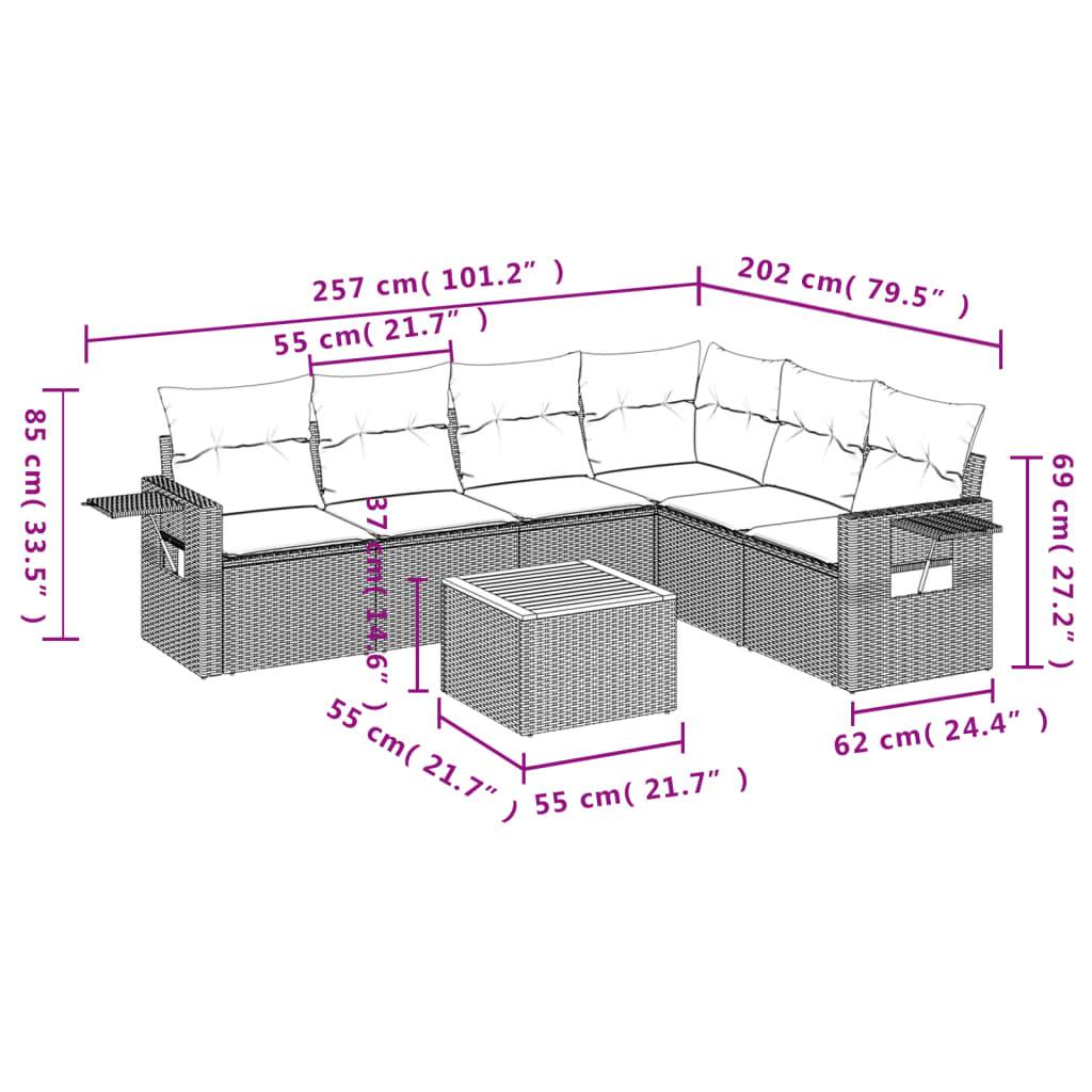 Vidaxl - Salon de jardin 7 pcs avec coussins noir résine tressée vidaXL 3224578 - Image 3