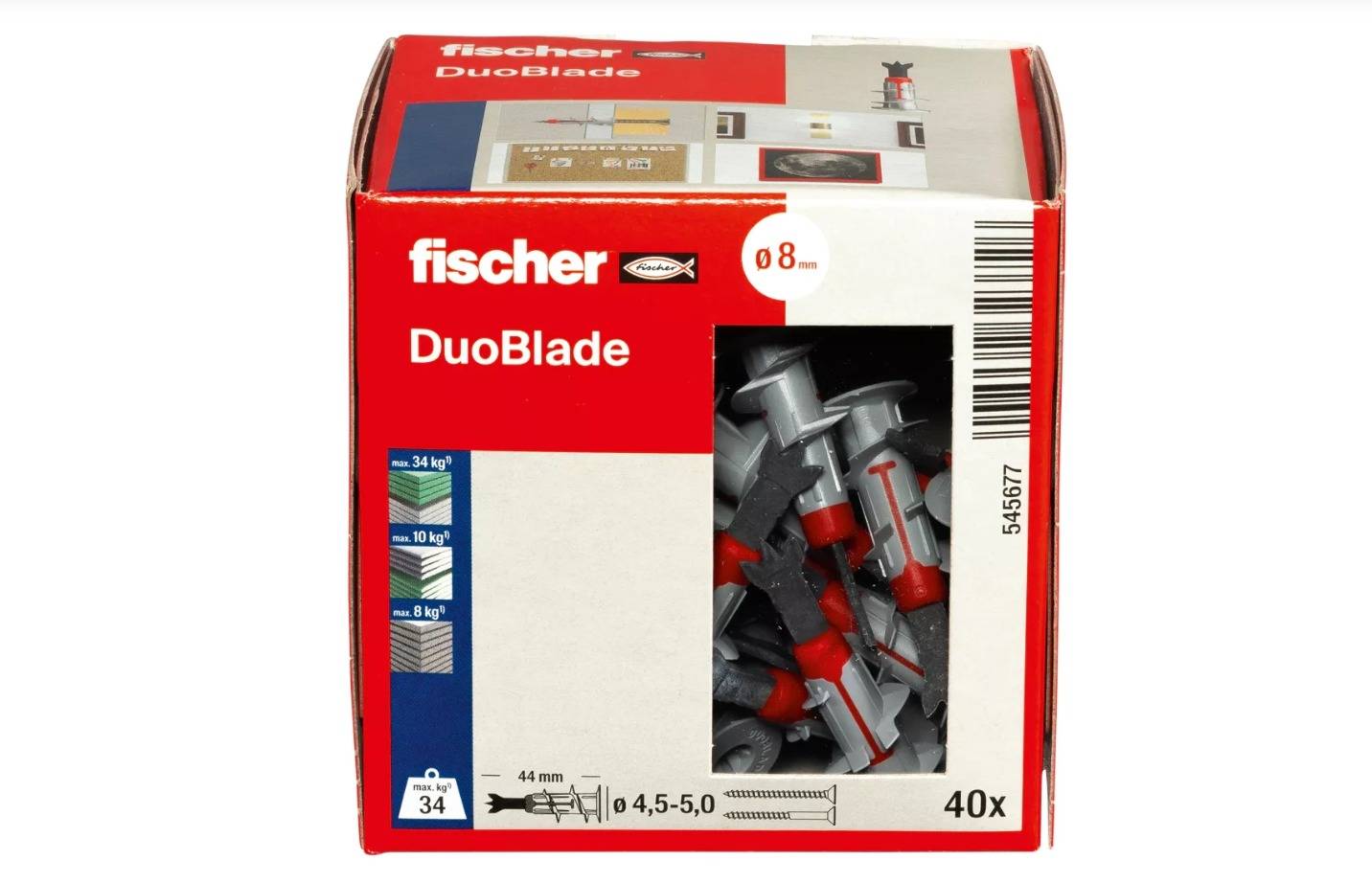 Fischer - Chevilles autoforeuses bi-composants Duoblade pour matériaux en plaque, boîte de 40 chevilles sans vis - FISCHER - 545677 - Image 2