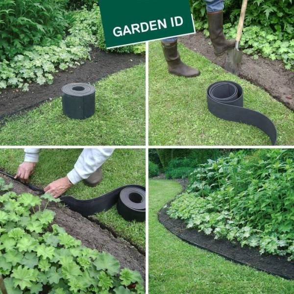 Garden ID - Bordure de jardin en caoutchouc recyclé - GARDEN ID Eco Border - 5 m H13 cm - Indestructible - Flexible, pose droite ou courbé - Image 4