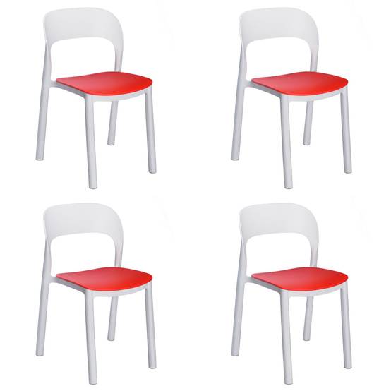 Garbar - Chaises Ona garbar plastique blanc rouge (Lot de 4) - Image 1