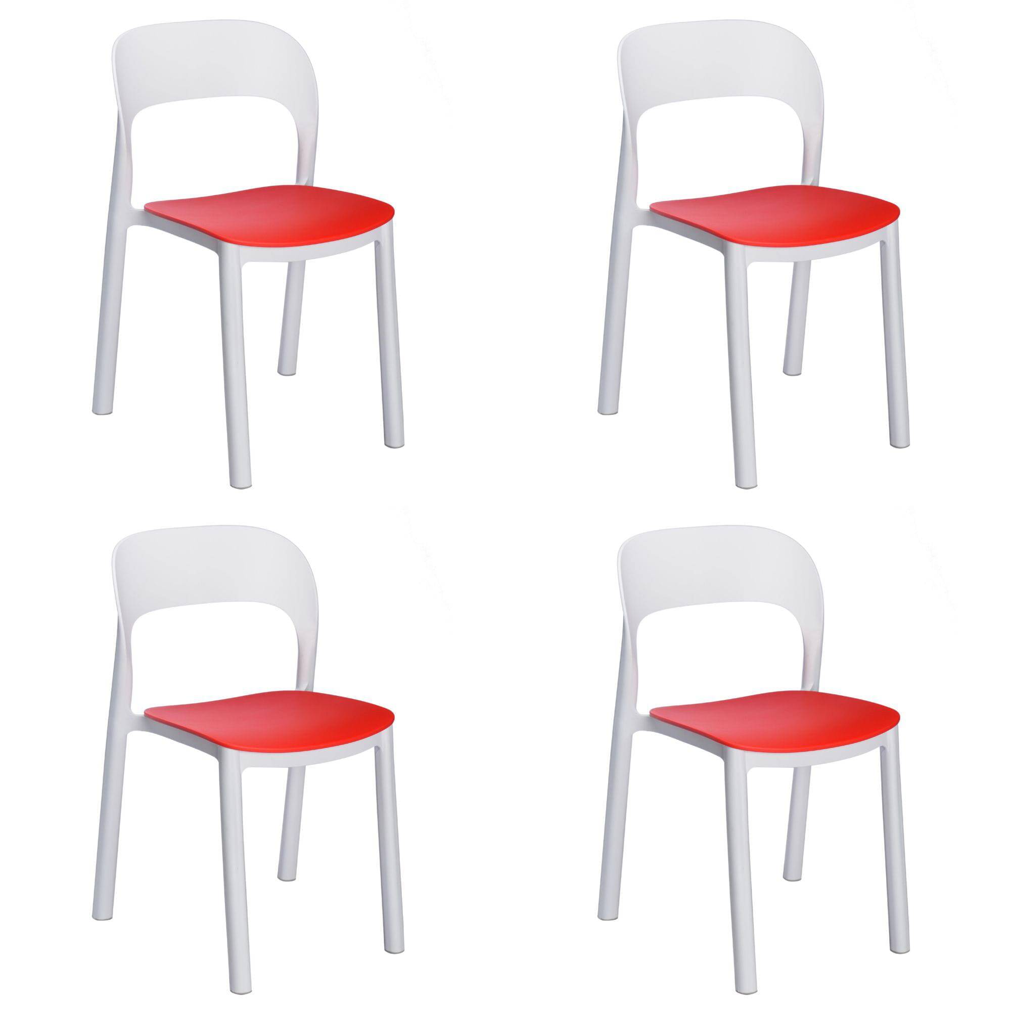 Garbar - Chaises Ona garbar plastique blanc rouge (Lot de 4) - Image 1