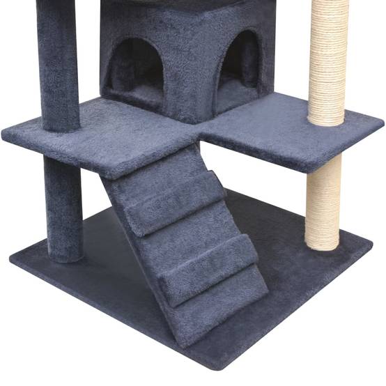 Arbre à chat multi-niveaux avec griffoirs sisal et 2 maisons Bleu 125 cm – ComfortXL Pet Living - Image 4