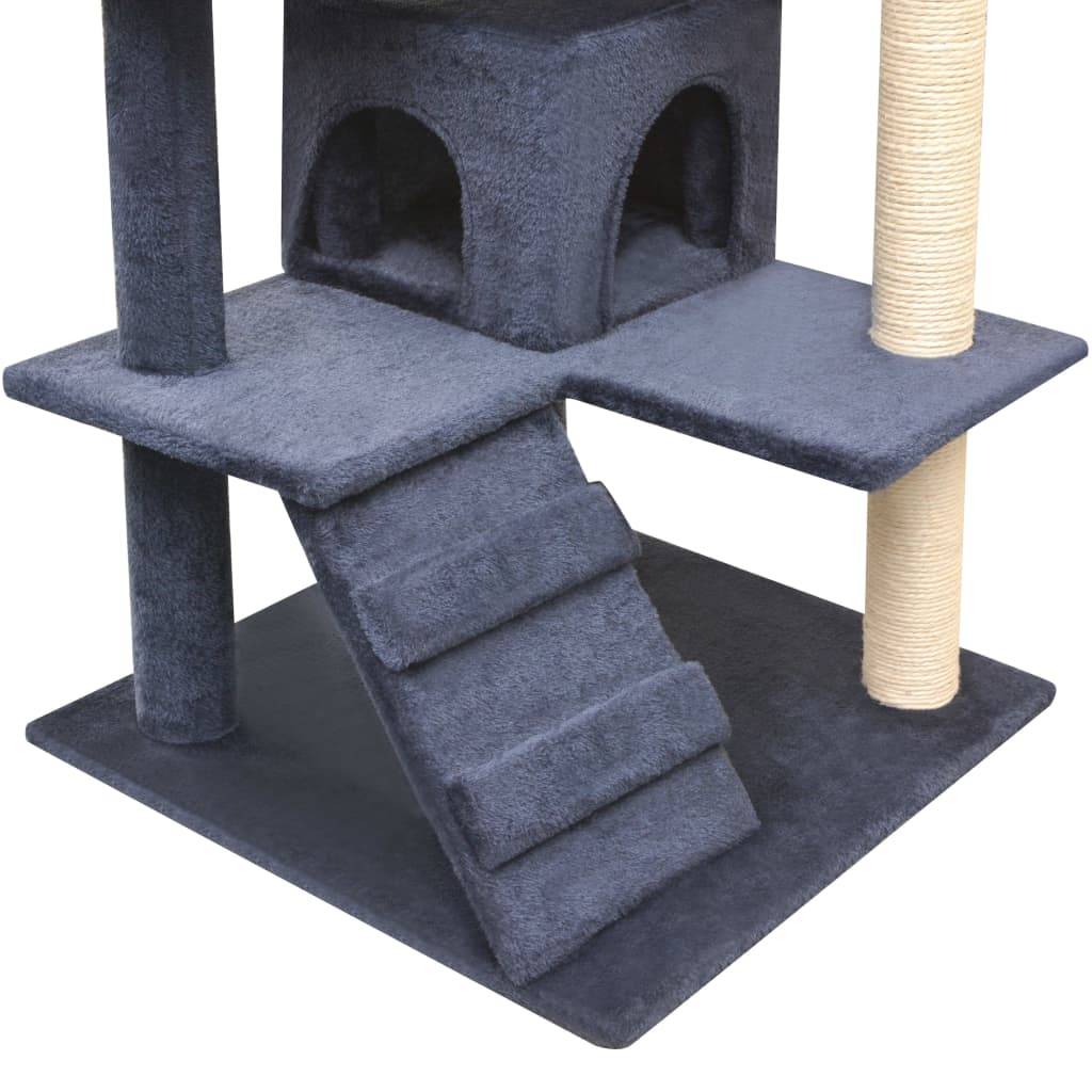 Arbre à chat multi-niveaux avec griffoirs sisal et 2 maisons Bleu 125 cm – ComfortXL Pet Living - Image 4