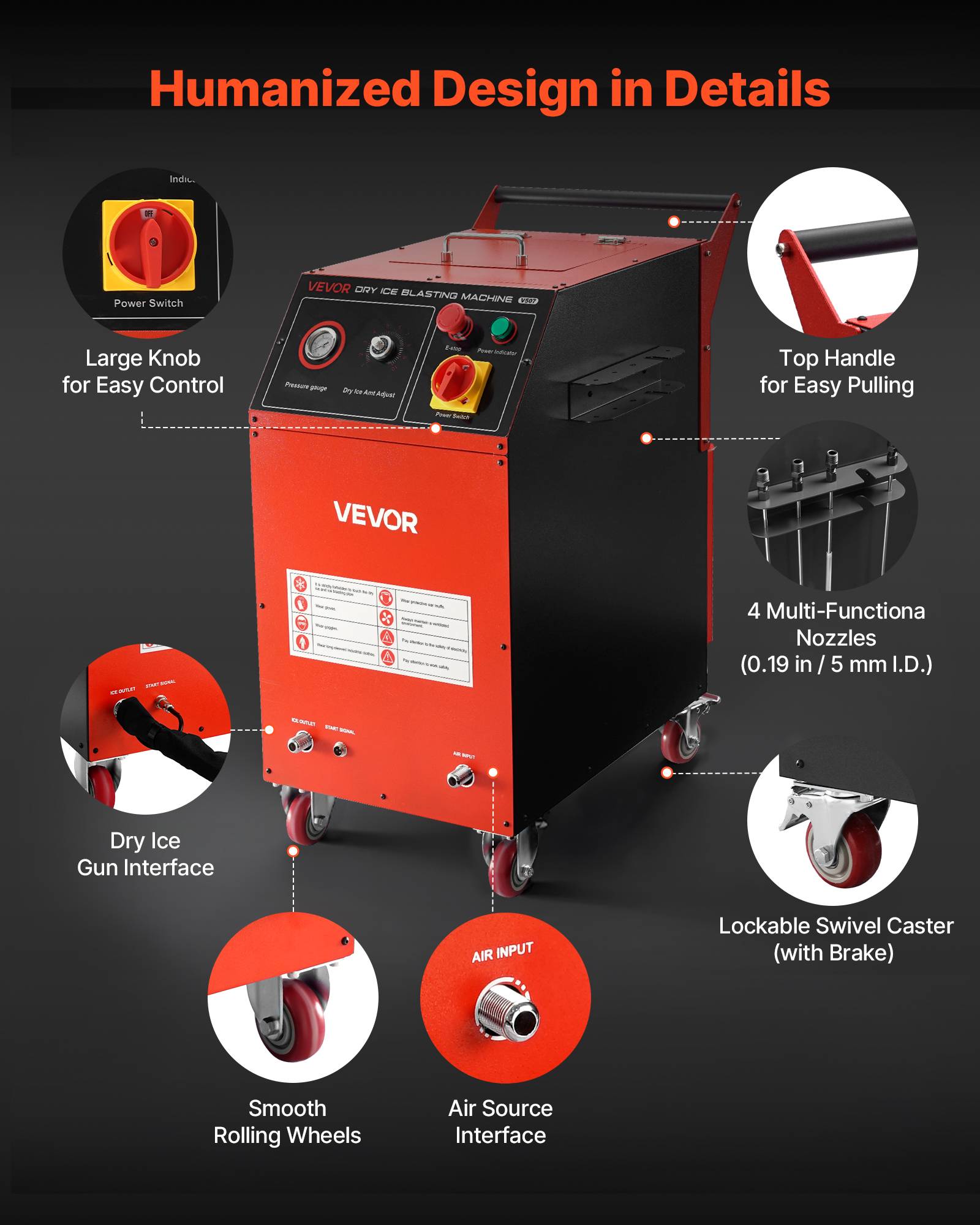 Vevor - VEVOR Machine glace sèche 7.5kg, nettoyage cryogénique 4 buses, pression réglable, auto/navire. - Image 6