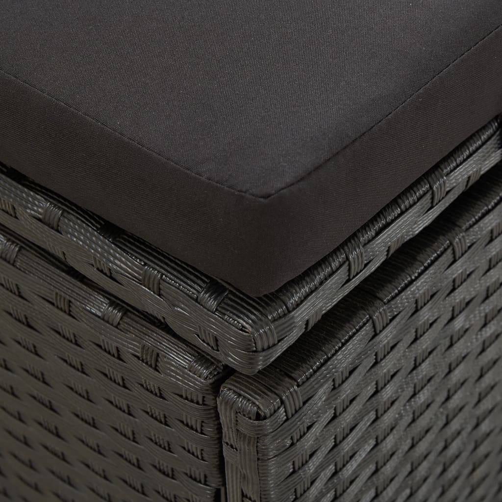 Helloshop26 - Transat chaise longue bain de soleil lit de jardin terrasse meuble d'extérieur avec coussins résine tressée noir - Image 7