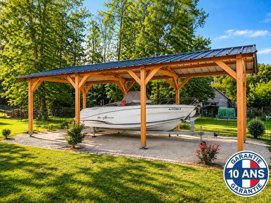 Cpbf Charpentes - Carport bois 2 pentes en bois douglas 36 m². Abri camping car extérieur. Garantie 10 ans. - Image 7