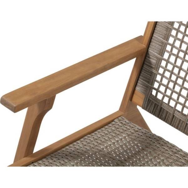 Fauteuil de jardin bas en bois d'Acacia FSC et en résine tressée - BORA - l60xP76xH73 cm - Image 4