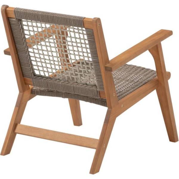 Fauteuil de jardin bas en bois d'Acacia FSC et en résine tressée - BORA - l60xP76xH73 cm - Image 3