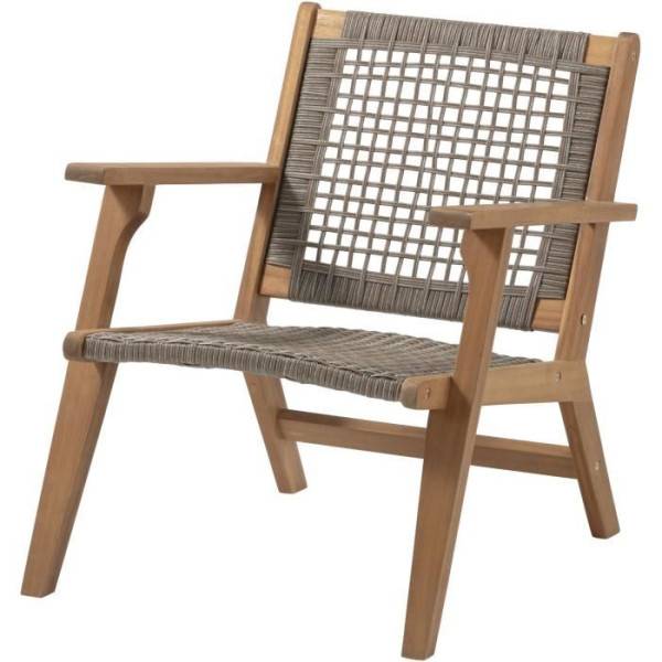 Fauteuil de jardin bas en bois d'Acacia FSC et en résine tressée - BORA - l60xP76xH73 cm - Image 1