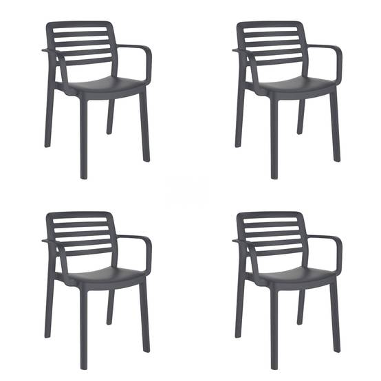 Set 4 fauteuils intérieur, extérieur gris foncé WIND garbar - Image 1